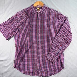Robert Graham Shirt Mens Large Multicolor Plaid Long Sleeve Button Up Casual